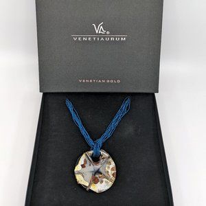 Venetiaurum Art Glass Pendant with 8 Strand Bead Necklace .925 Italy Signed